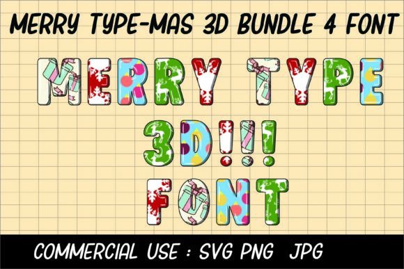 Merry Type-Mas 3d Font for Festive Craft Designs
