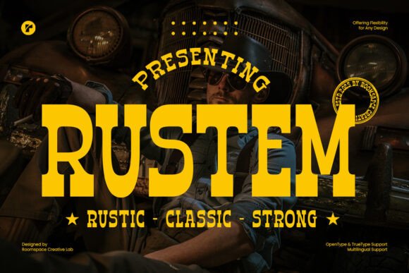 Rustem Font: Bold Vintage Serif for Branding